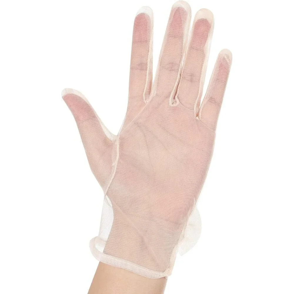 Women's Bow Champagne Evening Tulle Short Length Gloves Wrist Tea Party Prom